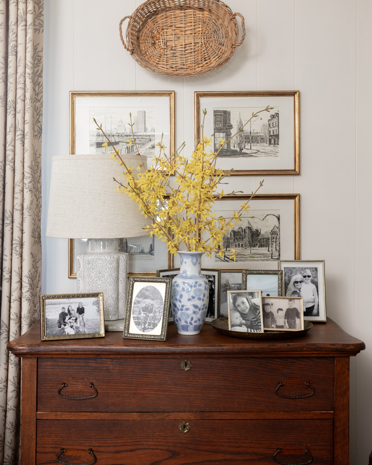 Secondhand wood furniture is an essential part of English Country style decor.