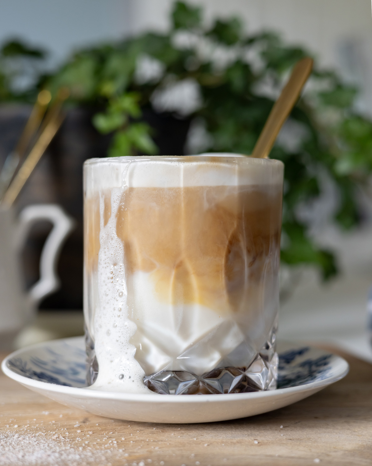 Iced salted maple latte with homemade cold foam.