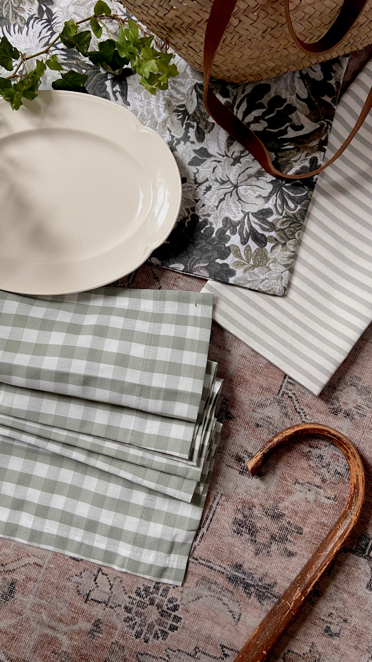 Mixing gingham, stripes, and floral patterns.