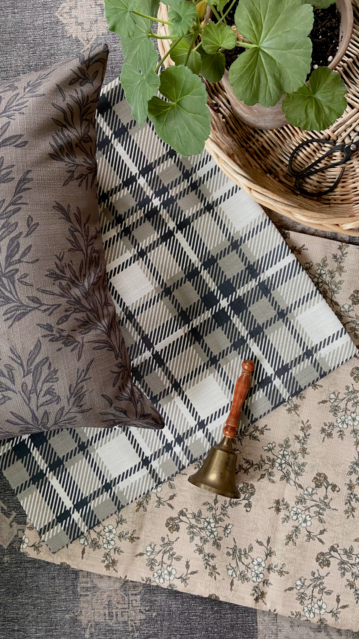 Mixing florals, botanical prints, and plaids.