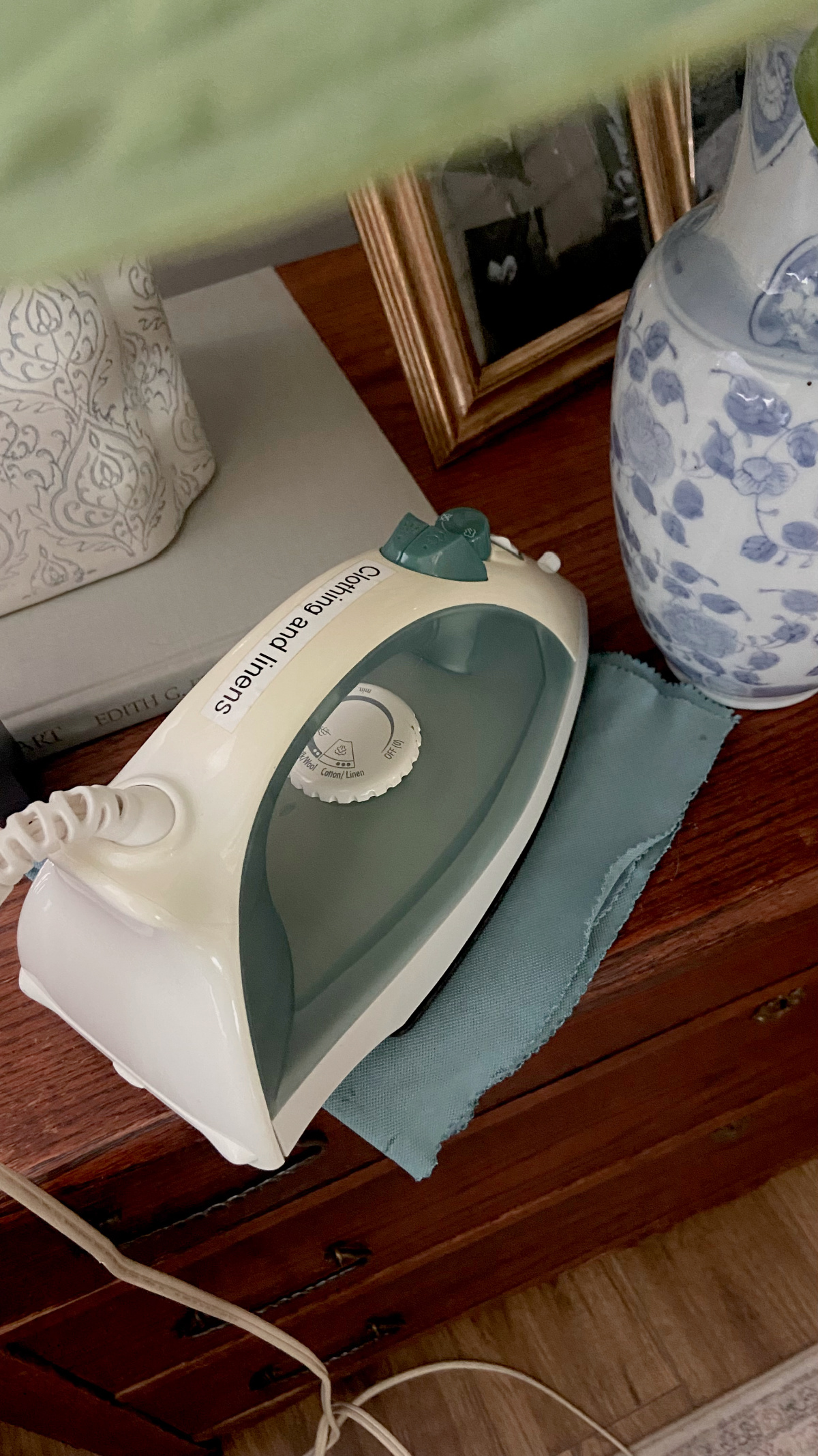 Removing the water ring with an iron and microfiber cloth.