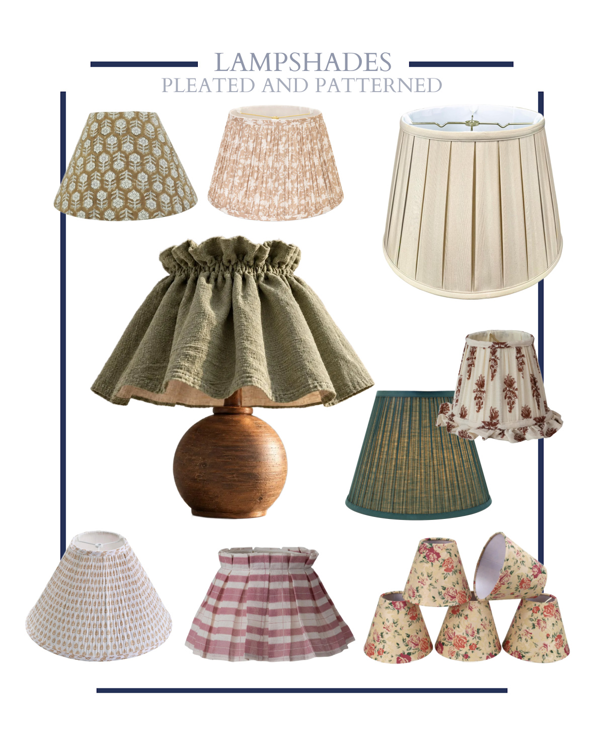 Beautiful lampshades in different patterns and styles.