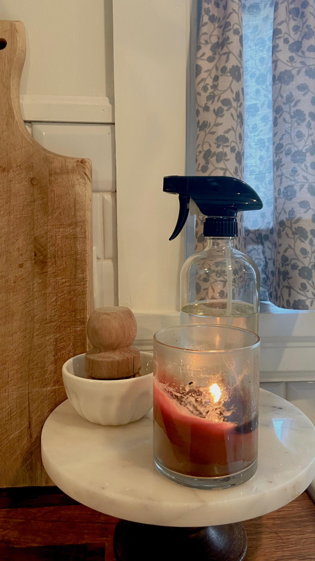 A candle starting to tunnel.